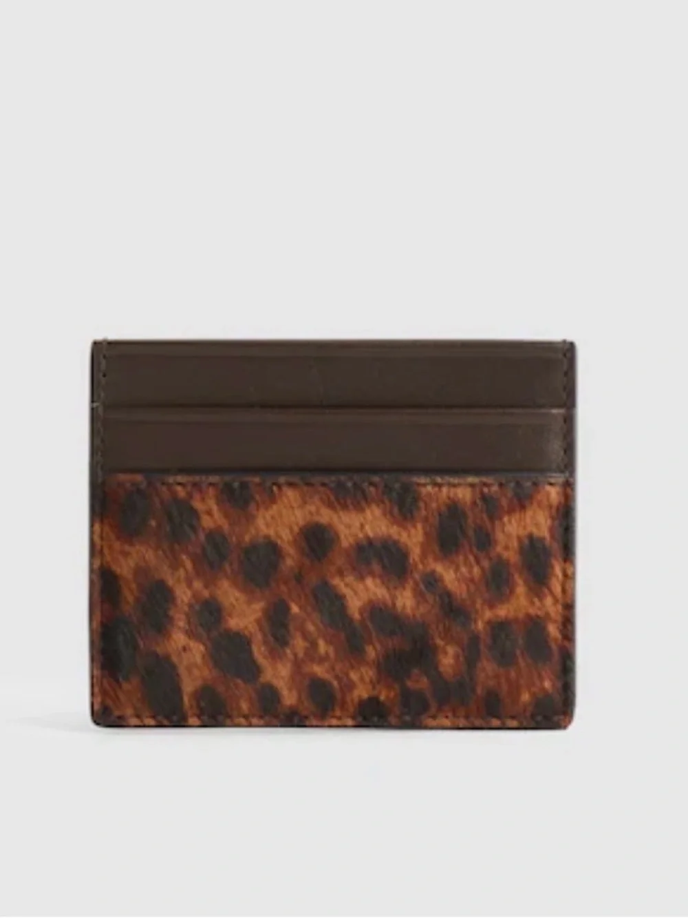 Leather Card Holder with Brown Leopard Haircalf NEW